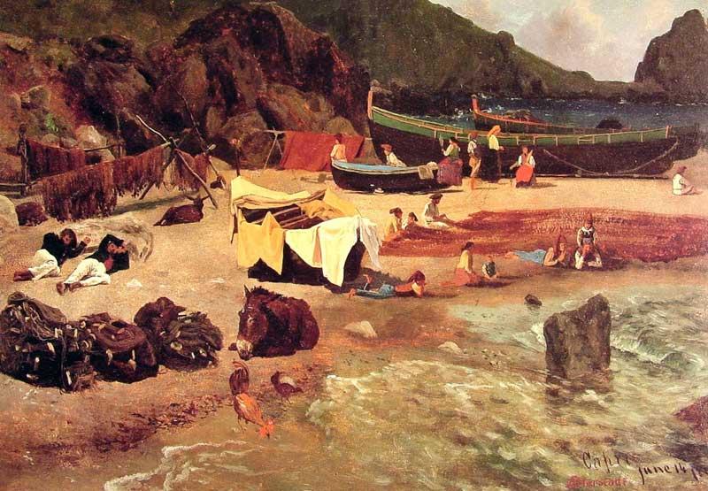 Albert Bierstadt Fishing Boats at Capri China oil painting art